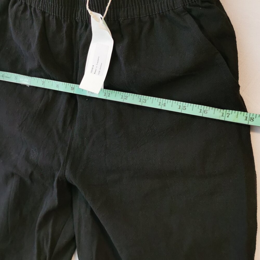 Womens Loose Cotton Capris Wide Leg Pants with Pockets (M ~BLACK) - Picture 8 of 10